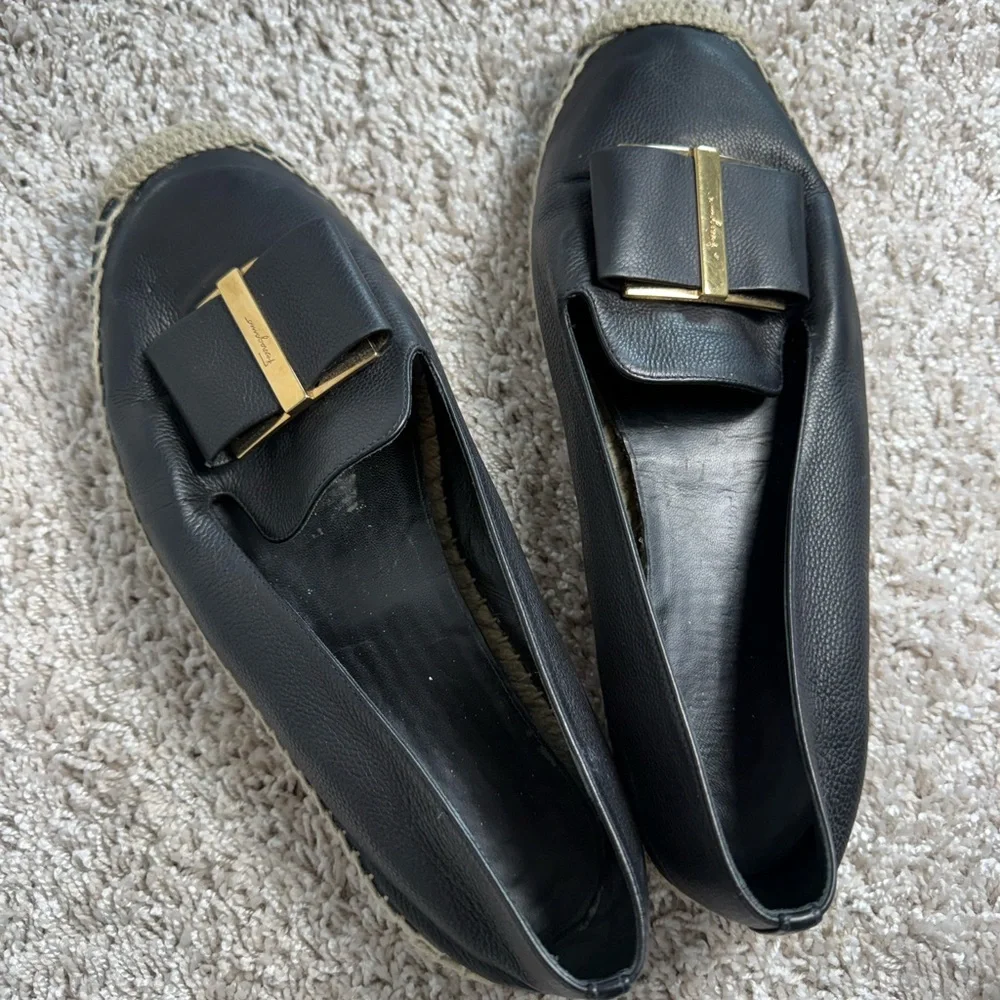 Salvatore Ferragamo Black Espadrilles with Gold Accent